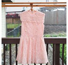 Pink Lace Sleeveless Dress - Midi Multi Layers Lined