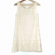 Target Dresses | Xhiliration Shift Crochet Ivory Mini A Line Dress Sleeveless Chevron Stripe Lace | Color: Cream/White | Size: S