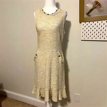 Loft Dresses | Loft Yellow And Ivory Knit Dress | Color: Cream/Yellow | Size: 4