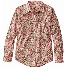 Women's Wrinkle-Free Pinpoint Oxford Shirt, Relaxed Fit Long-Sleeve Print Sunlit Coral Floral Large, Cotton | L.L.Bean