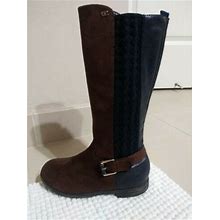 Tommy Hilfiger Girls Knee High Boots Size 12 Andrea Tall Brown Swede