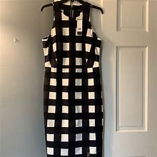 Banana Republic Dresses | Banana Republic Size 12 Checkered Dress. Nwt!! | Color: Black/White | Size: 12