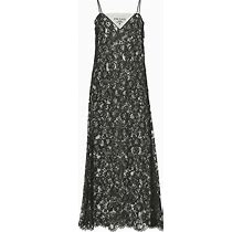 Prada Embroidered Lace Midi-Dress, Women, Black, Size 42