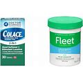 Colace 2-In-1 Stool Softener & Stimulant Laxative Tablets & Fleet Laxative Glycerin Suppositories For Adult Constipation, Adult Laxative Jar Aloe Ver
