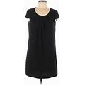 H&M Casual Dress - Shift Crew Neck Short Sleeve: Black Solid Dresses - Women's Size 6