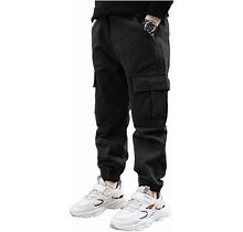 Kids Boys Cargo Joggers Pants Athletic Sports Cuff Dungarees Trousers
