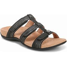Vionic Adjustable Studded Slide Sandals - Amber, Size 5 Wide, Black