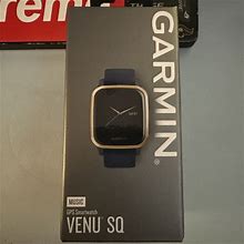 Garmin Venu Sq Music GPS Sport & Fitness Smartwatch Touchscreen Navy Blue Gold