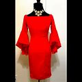 Venus Dresses | Bell Sleeve Off The Shoulder Dress Size 4 | Color: Red | Size: 4