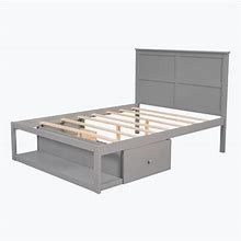 Home Decor Full/Double 46.16" Platform Bed Frame W/ 2 Drawers Metal In Gray | 46.16 H X 57.16 W X 77.53 D In | Wayfair