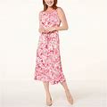 Nina Leonard Sylvia Printed Sleeveless Midi Dress - Sunset Multi - Size 3X
