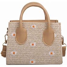 Feiradevaidade Ladies Straw Woven Bags Casual Small Fresh Zipper Shoulder Bag Street Trend Messenger Female Bag Handbags
