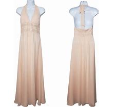 Bcbg Paris Sz 4 Blush Pink Silk Flowy Halter Gown Formal/Prom Dress