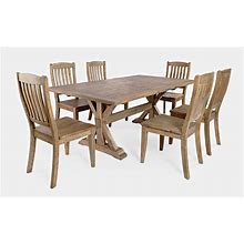 Carlyle Crossing Solid Pine 78" Seven-Piece Dining Set With Slat Chairs - Jofran 1921-78D-7S