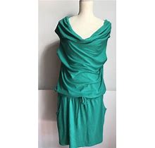 Womens Talbots Sleeveless Dress Emerald Green Drawstring Waist Sz