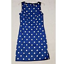 Connected Apparel A Line Dress Womens 8P Navy Blue White Polka Dots Sleeveless