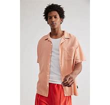 Standard Cloth Liam Crinkle Shirt Top In Pink Cotton, Men's XS At Urban Outfitters