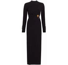 Lela Rose Women's Long-Sleeve Draped Sheath Maxi Dress - Black - Size 8