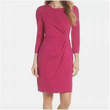 Eliza J Dresses | Eliza J Faux Wrap Ponte Sheath Pink Knee Length Dress 12 | Color: Pink | Size: 12
