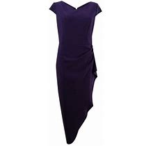 Alex Evenings Women's Embellished Draped Column Gown (16, Purple)