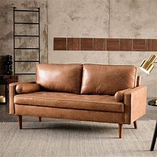 Allwex Joy 69.68 in. Light Brown Suede Fabric 2-Seater Loveseat With Removable Cushion, Light Brown Faux Suede Aged Mat Finish