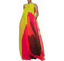 Uoozee Female Multi-Colored Round-Neck Vacation Dress Sleeveless Party Maxi Dresses For Women Yellow M