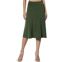 Women's Plus Simple Foldover Stretch A-Line Flared Knee Length Skirt Comfy Stylish