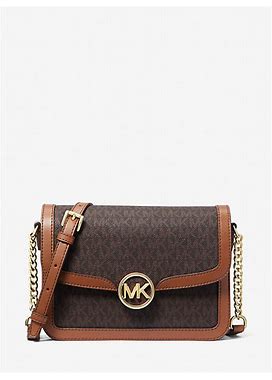 Michael Kors Outlet Leida Medium Signature Logo Shoulder Bag In Brown - One Size By Michael Kors Outlet