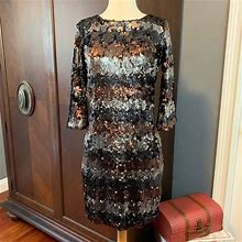 Beatrice B. Dresses | Beatrice B Striped Sequin Formal Mini Dress 8 | Color: Black/Brown | Size: 8