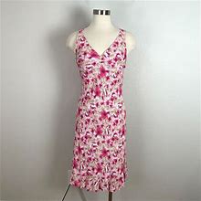 Loft Dresses | Ann Taylor Loft Womens 14P Pink Floral Pencil Dress Sleeveless V Neck | Color: Pink | Size: 14P