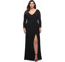 La Femme 30071 - Long Sleeve Ruched Long Dress