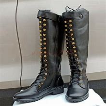 Women's Boots Knee High Lace Up Stacked Heels Tall Riding Boots Cool New