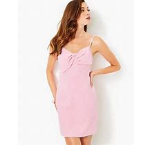 Women's Willalynn Stretch Bow Dress In Conch Shell Pink Caliente Pucker Jacquard - Lilly Pulitzer