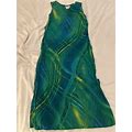 R&K Original Pettite Green Patterned Sleeveless Long Dress (Size 4P)