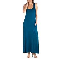 24/7 Comfort Apparel Women's Scoop Neck Sleeveless Maxi Dress With Pockets