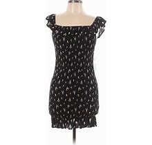 Forever 21 Casual Dress - Mini Square Short Sleeves: Black Dresses - New - Women's Size Large