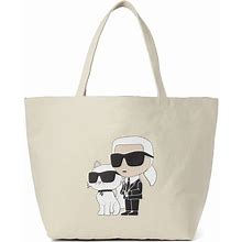 Karl Lagerfeld - Ikonik Karl & Choupette Tote Bag - Women - Cotton/Recycled Cotton - One Size - Neutrals