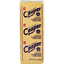 Cooper® Cheese CV 5 Lb. Sharp Yellow American Cheese - 6/Case
