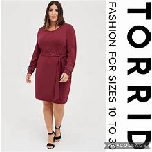 Torrid Dresses | Torrid 3X Pullover Mini Dress French Terry Embellished Burgundy | Color: Pink/Silver | Size: 3X