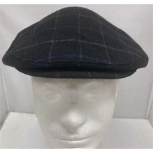 Country Gentleman Mens Black Wool Newsboy Cabbie Flat Cap Hat Size M