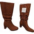 Lifestride Maltese Wide Calf Boots Walnut Suede Womens Size Us7