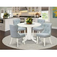 East West Furniture White Shelton 5-Piece Wood Dining Room Table Set In Linen Size 5