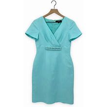Alex Marie Dresses | Alex Marie Beaded Patrice Dress Linen Blend Blue Petite Size 4P | Color: Blue | Size: 4P