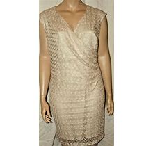 Nwt Size 22W Connected Apparel Beige Lace Surplice Wrap Sleeveless Dress