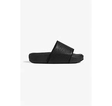 Y-3 Pebbled-Leather Slides - Men - Black Sandals - UK 7