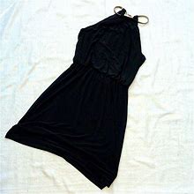 Msk Dresses | Msk Cocktail Halter Dress With Gold Chain - Keyhole Back | Color: Black | Size: M