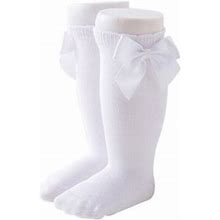 Yinyinxull Kids Baby Girls Socks Solid Color Cotton Socks Cute Breathable Long Tube Socks White 2-3 Years