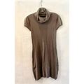 Calvin Klein Knit Dress Womens Size M Taupe Cowl Neck Cap Sleeve