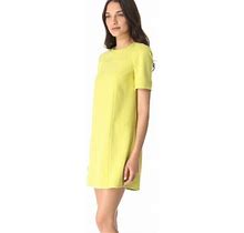 $375 Tibi Mod Dress Yellow Short Sleeve Ponte Knit Shift Mini Retro