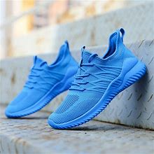 Women's Solid Color Mesh Breathable Sports Shoes, Fashion Lightweight Non-Slip Outdoor Sneakers,Light Blue,Trendy Product,Temu